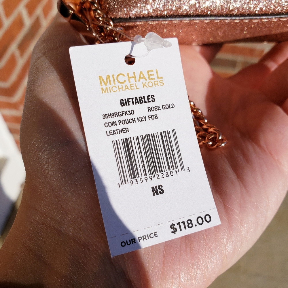 🌺NWT Michael Kors coin pouch key fob rose gold MK - Picture 5 of 5